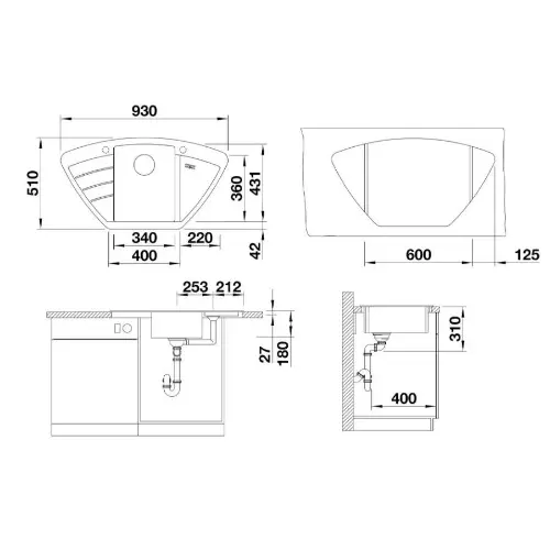 Blanco ZIA 9E Crna silgranit 526031
