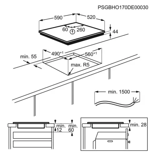 Electrolux ploča EIV644 - tehnički crtež