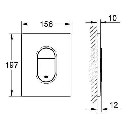 Grohe Arena Cosmopolitan tipka za ugradni vodokotlić 38844000 - tehnički crtež