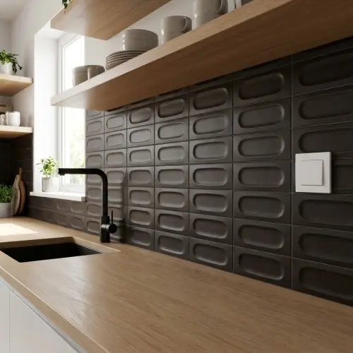 Marazzi Confetto Nero STR. 3D Savoiardo 5x15cm MEUX