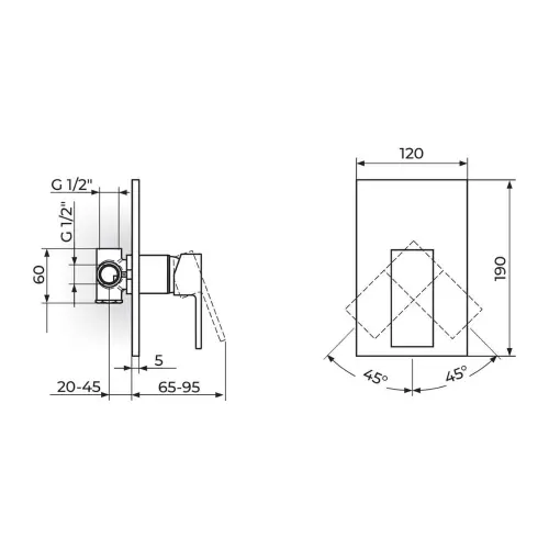 Rosan Quadro uzidna JQ31801 - tehnički crtež