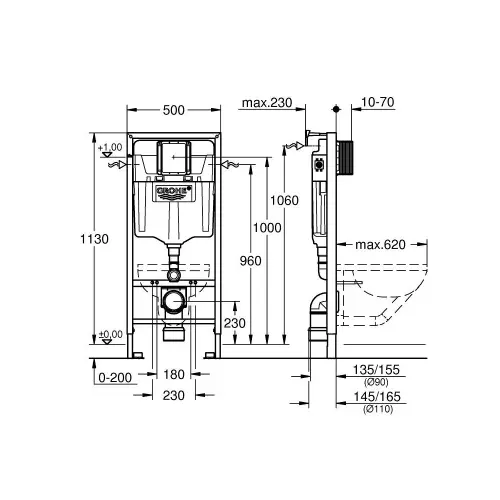Grohe Rapid SL ugradni vodokotlić 38536001 bez tipke
