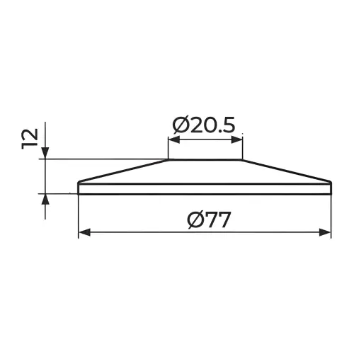 Rosan Rozeta 1/2" za ugaoni ventil - D.77mm - AISI 304 PRO7712 - tehnički crtež