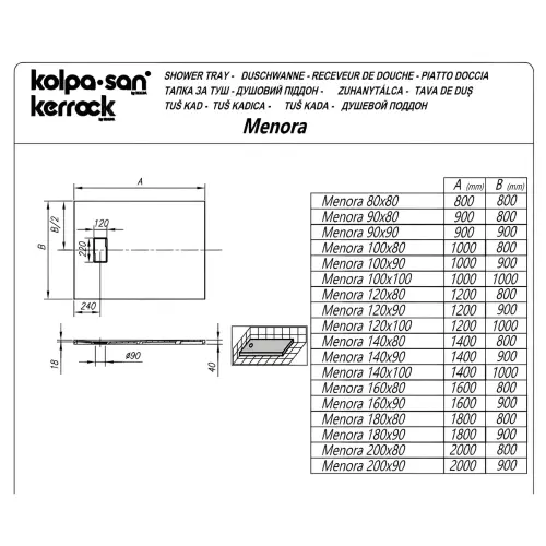 Kolpa Menora 100X80 tuš kada kerrock108 ugradna