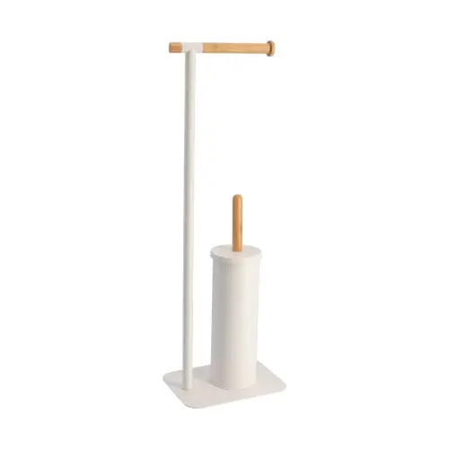 Tendance Držač toalet papira i wc četke 22X16X695CM METAL/BAMBUS Bela