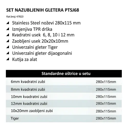 Bihui Set gleterica, 8 kom PTSJG8