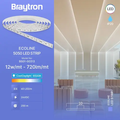 Braytron LED Traka 12W 60LED 5050 6500K 24V IP20 5M BS01-00313