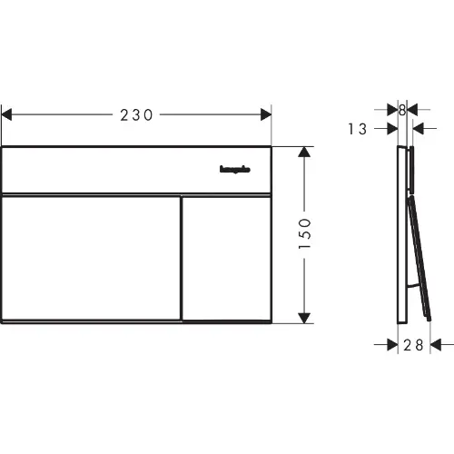 Hansgrohe iFrame tipka Element E Crna mat 66003670 - tehnički crtež