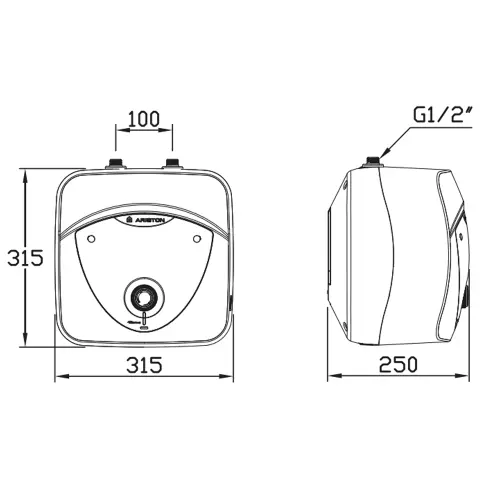 Ariston 6L NM Andris LUX 3626237 - tehnički crtež