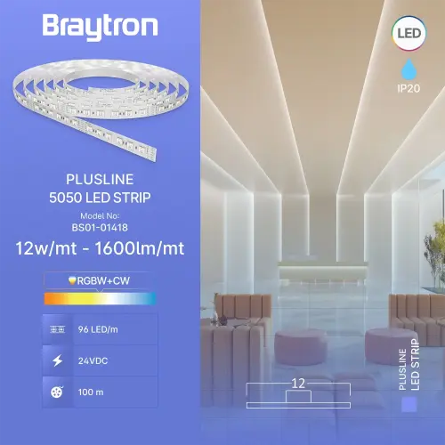 Braytron LED Traka 12W 96LED 5050 RGBW 24V IP20 20M BS01-01418