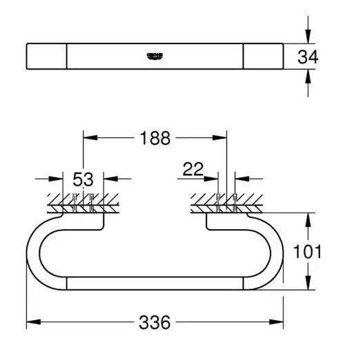 Grohe Selection Rukohvat Brushed Hard graphite 41064AL0 - tehnički crtež