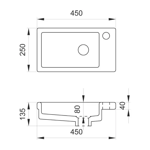 Elegant KS-450x250/40mm ugradni lavabo