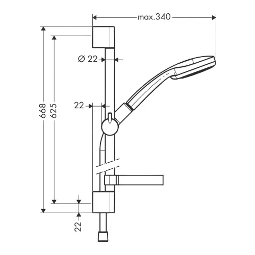 Hansgrohe  SET CROMA100 VARIO 27772000 - tehnički crtež