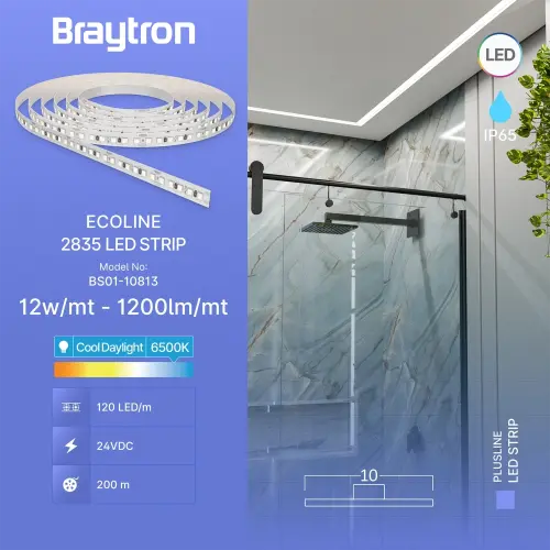 Braytron LED Traka 12W 120LED 2835 6500K 24V IP65 5M BS01-10813