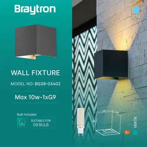 Braytron Zidna Svetiljka Double Sivi IP54 BG38-03402