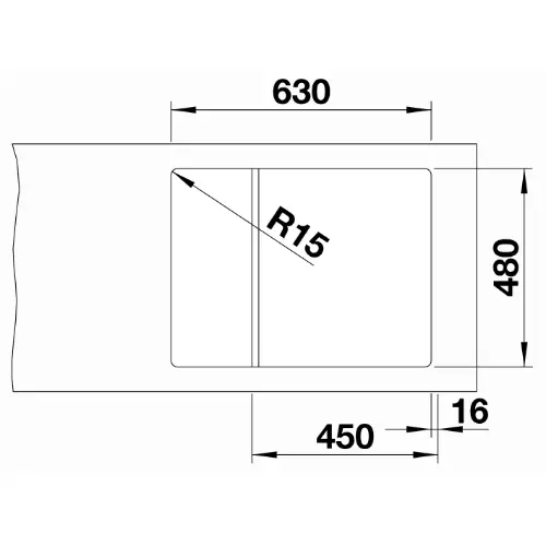 Blanco ELON 45 S silgranit 650x500mm Bela 524828 - tehnički crtež