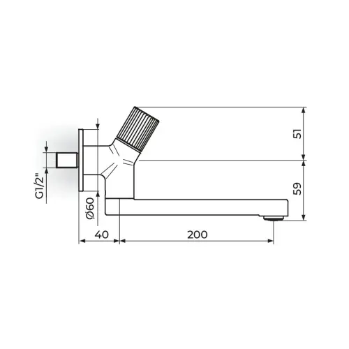 Rosan S4 Zidni ventil za hladnu vodu - pokretni izliv 200mm