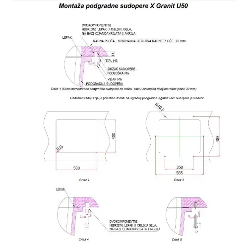 Metalac X Granit Quadro U50 570x470 Šampanjac podgradna 360399