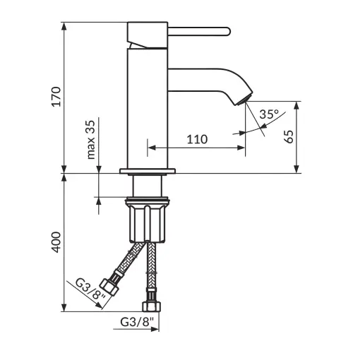 Rosan Dark za lavabo JD30101 - tehnički crtež