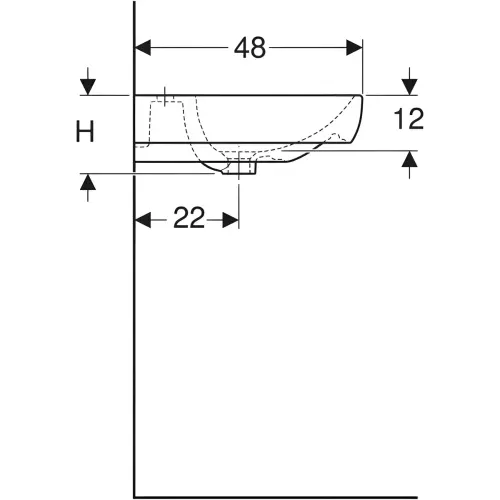 Geberit Smyle lavabo 65x48cm 500.230.01.1 - tehnički crtež