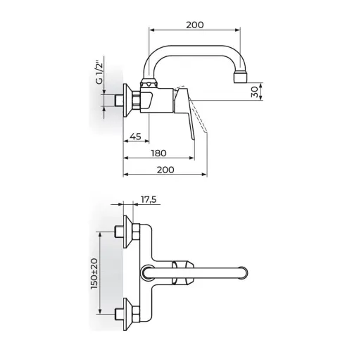 Rosan Smart Zidna JA321003 - tehnički crtež