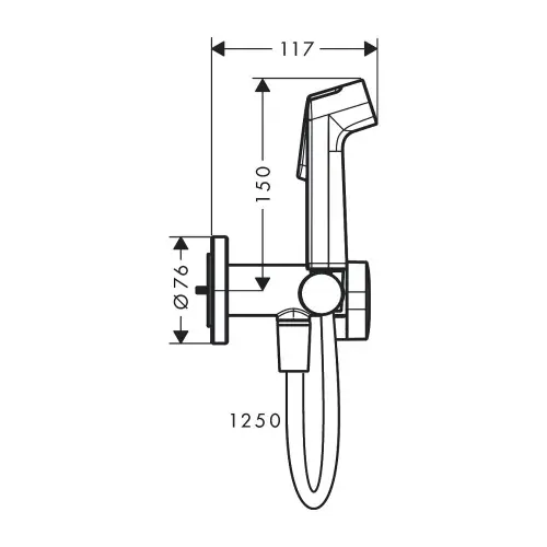 Hansgrohe EcoSmart higijenski tuš Chrome 29232000 - tehnički crtež