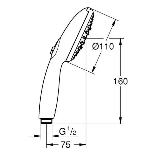 Grohe Tempesta 110 tuš ručica 3F 28261003 - tehnički crtež