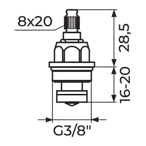 Rosan Gornji deo 3/8" - klasičan sa sferom PGD1038 - tehnički crtež