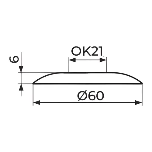 Rosan Rozeta 1/2" za heksagonalni otvor - D.54mm - AISI 304 PRO6012 - tehnički crtež