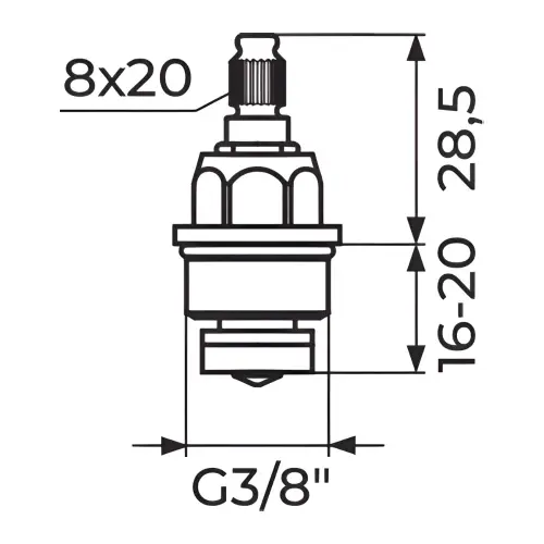 Rosan Gornji deo 3/8" - klasičan sa sferom PGD8038 - tehnički crtež