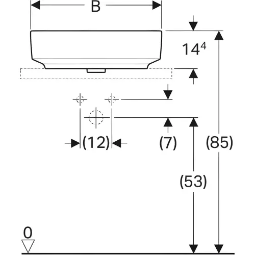 Geberit VariForm lavabo 50cm elipsasti 500.775.01.2 - tehnički crtež