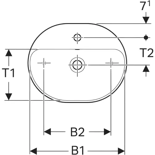 Geberit VariForm lavabo 50cm elipsasti 500.775.01.2 - tehnički crtež