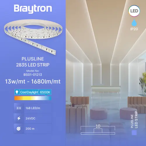 Braytron LED Traka 13W 168LED 2835 6500K 24V IP20 5M BS01-01213