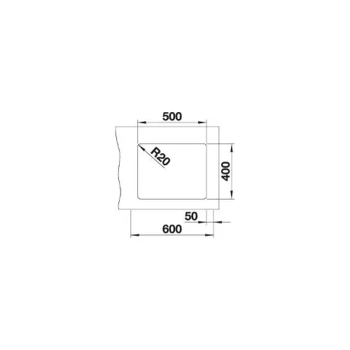 Blanco ETAGON 500-U vulkan siva + pribor 527258 - tehnički crtež