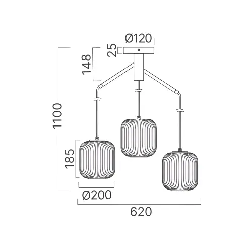 Braytron Visilica 3-Glava E27 Opal/Crni BV01-00091