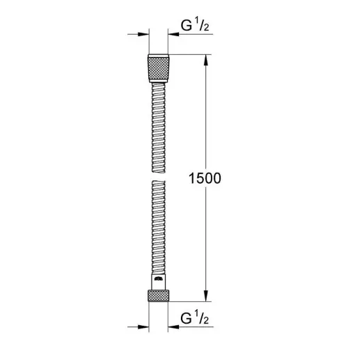 Grohe Relexa tuš crevo 1500mm 28105000 - tehnički crtež