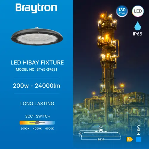 Braytron LED Industrijsko Zvono 200W Crni CCT IP65 BT45-39681