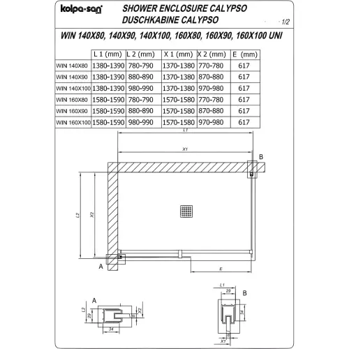 Kolpa WIN 140X90-UNI SBR/1 CALYPSO 517620