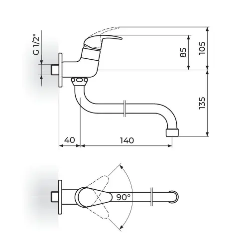 Rosan Perla ventill za jednu vodu, cevni izliv 140 mm