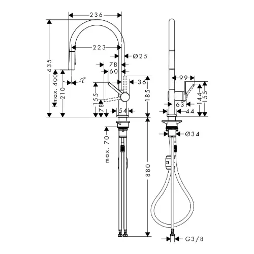 Hansgrohe Talis za sudoperu 210 sa izvlačnim tušem matt BLACK 72800670