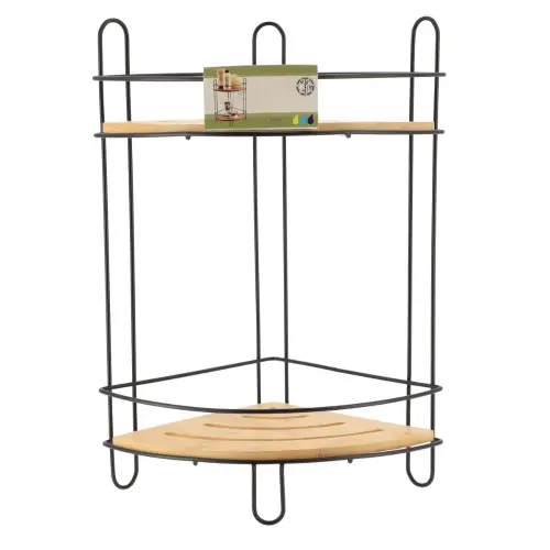 Tendance Dvostruka Ugaona polica 365X195X195CM MDF/BAMBUS Crna 9118237