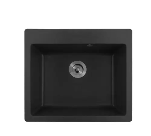Inter Ceramic Sudopera usadna pravougaona 50x57x22,5 sifon11 cm granit crna+s1