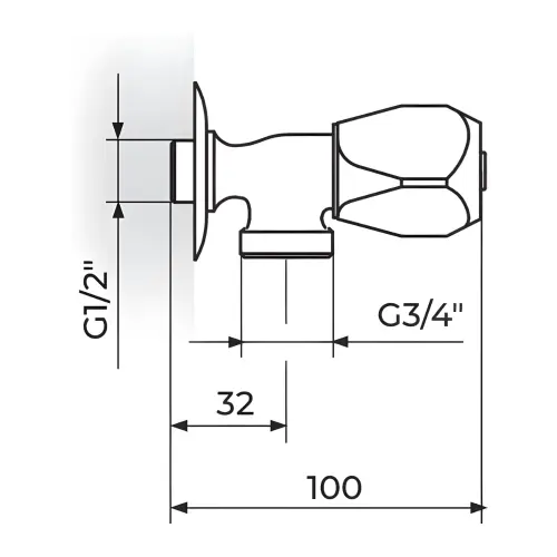 Rosan Ventil za veš mašinu 1/2g.deo AF591034 - tehnički crtež