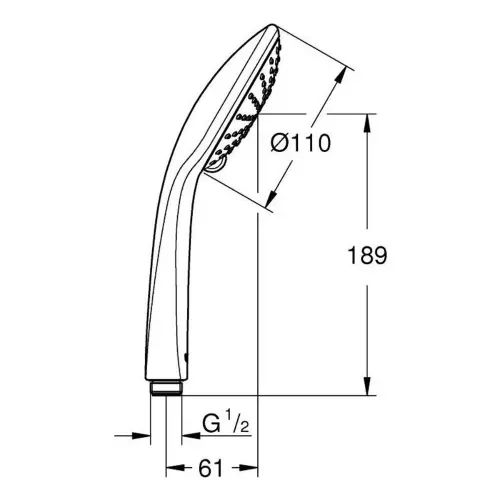 Grohe Euphoria 110 Duo tuš ručica, 2 funkcije 27238000 - tehnički crtež