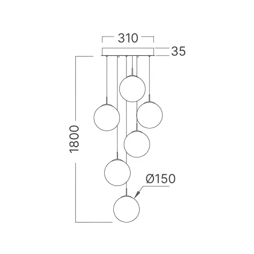 Braytron Visilica 6-Glava G9 Amber BV01-00036