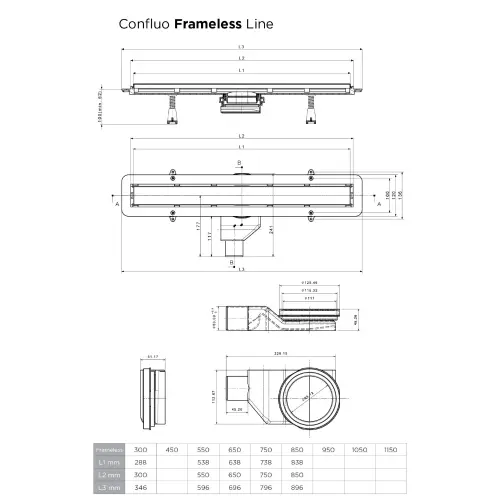 Peštan Frameless belo staklo 750mm