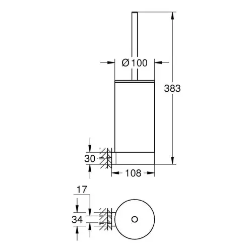 Grohe Selection WC Četka Brushed nickel 41076EN0 - tehnički crtež