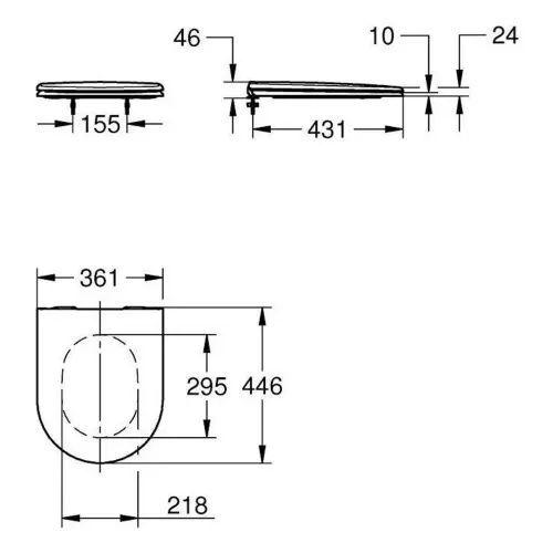 Grohe Essence WC daska Soft CLOSE 39577001 - tehnički crtež