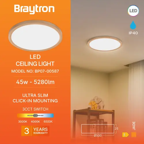 Braytron LED Plafonjera Okrugli 45W Drvo CCT BP07-00587