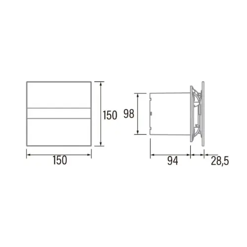 Cata Ventilator E 100 GS silver - tehnički crtež